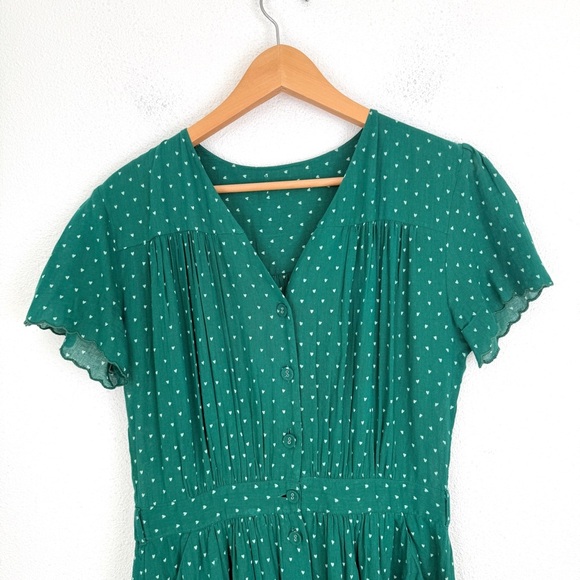 Emile et Ida Women’s Cotton Double Gauze Hearts Midi Dress - Picture 3 of 11